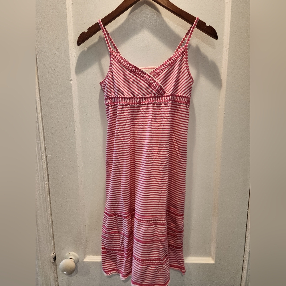 H&M Pink and White Striped Spaghetti Strap Casual Dress